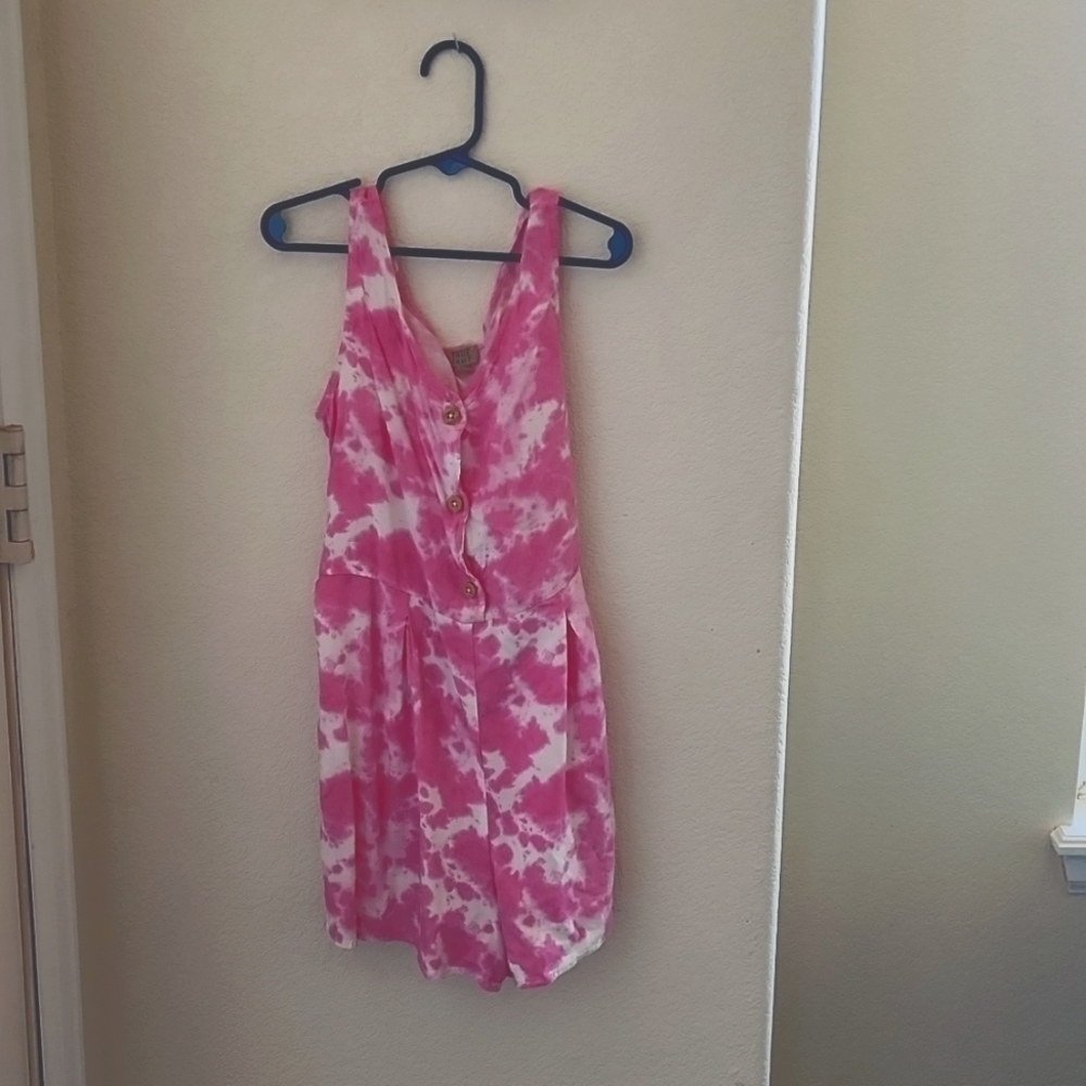 True Craft pink/white tie-dye girls romper, size M fits like 6/7.